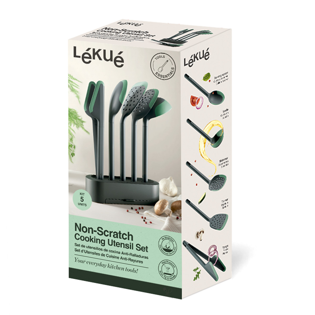 Set de 5 utensilios de cocina anti-rayaduras